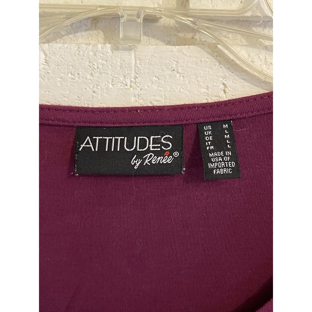 Attitudes By Renee Como Jersey  Top Womens Size Medium Wine Color‎ - Picture 2 of 4